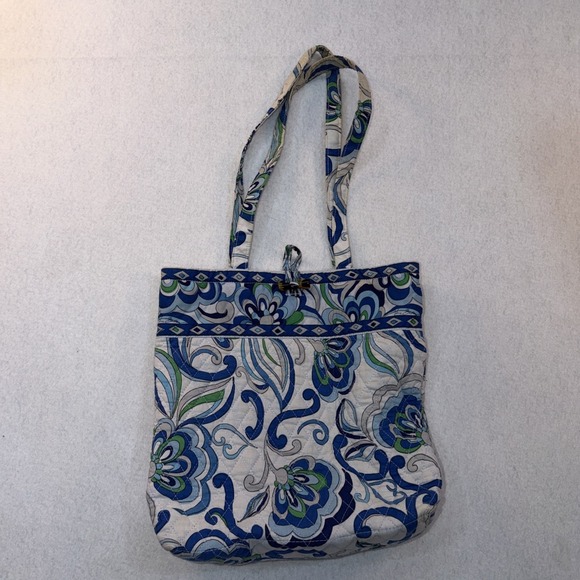 Vera Bradley Handbags - Vera Bradley‎ Quilted Medium Shoulder Bag Purse Mediterranean Blue White Floral